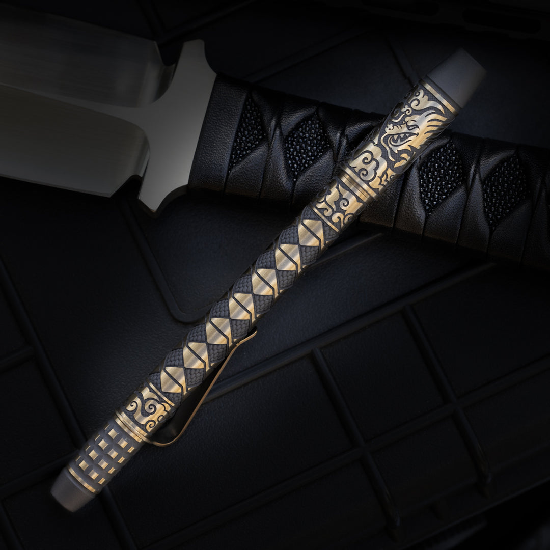 Titanium TechLiner Grid Pen -- Hanzō LE (Matte TRD / Bronze Ano)