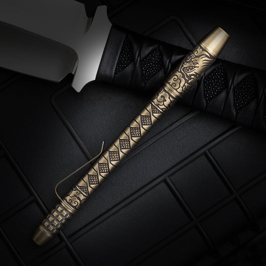 Brass TechLiner Grid Pen -- Hanzō LE (Acid Washed / Tumbled)