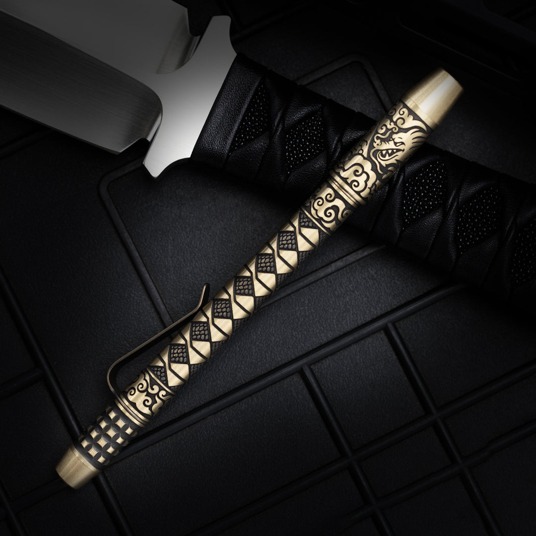Brass TechLiner Grid Pen -- Hanzō LE (Acid Washed / Burnished)