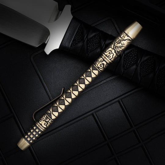 Brass TechLiner Grid Pen -- Hanzō LE (Acid Washed / Burnished)