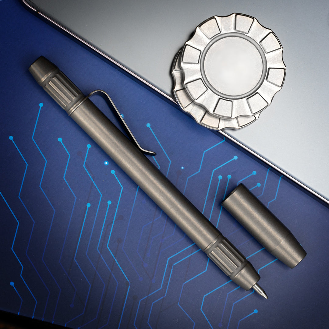 Titanium TechLiner Fluted Pen -- (Blasted and Tumbled)