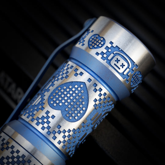 CWF Arcadian Flashlight - Robot Heart (Blue Ano / Tumbled)