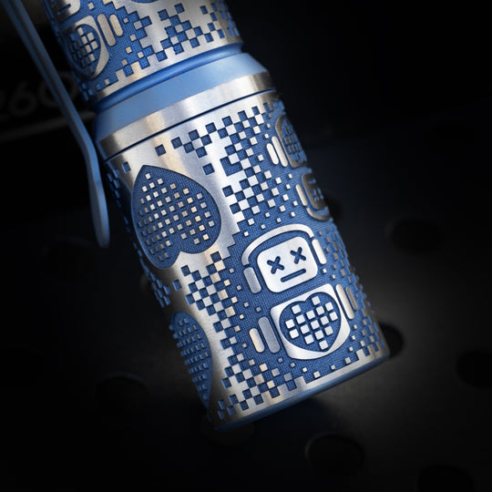 CWF Arcadian Flashlight - Robot Heart (Blue Ano / Tumbled)