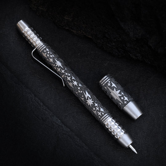 Titanium TechLiner Grid Pen -- Galaxy LE (Tumbled / Laser Black)