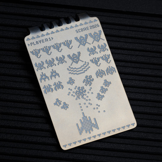 Minimalist Wallet LE Series -- Galaga (Blue / Bronze Ano)