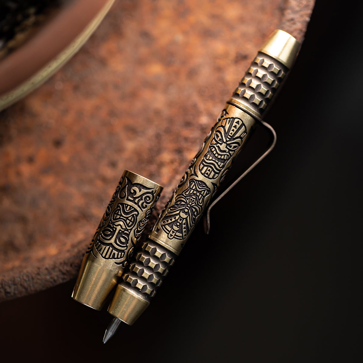 Brass TechLiner Grid Pen -- Tiki LE (Tumbled)