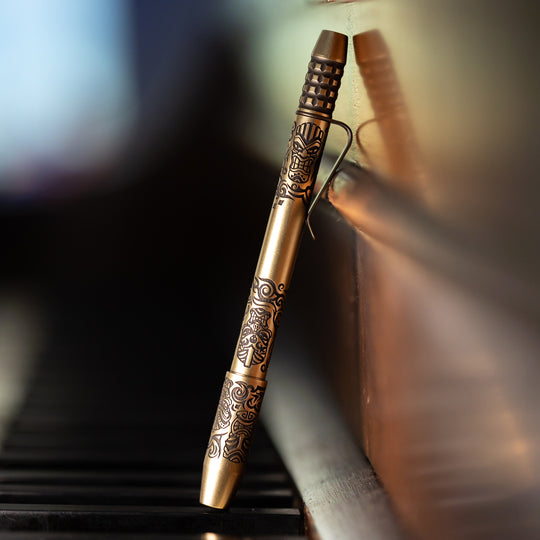 Brass TechLiner Grid Pen -- Tiki LE (Tumbled)